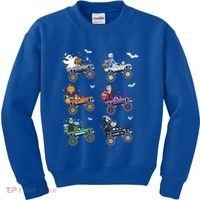 Funny Halloween Skeleton Zombie Riding Monster Truck Vampire Gift Kids Sweatshirt thumb 0