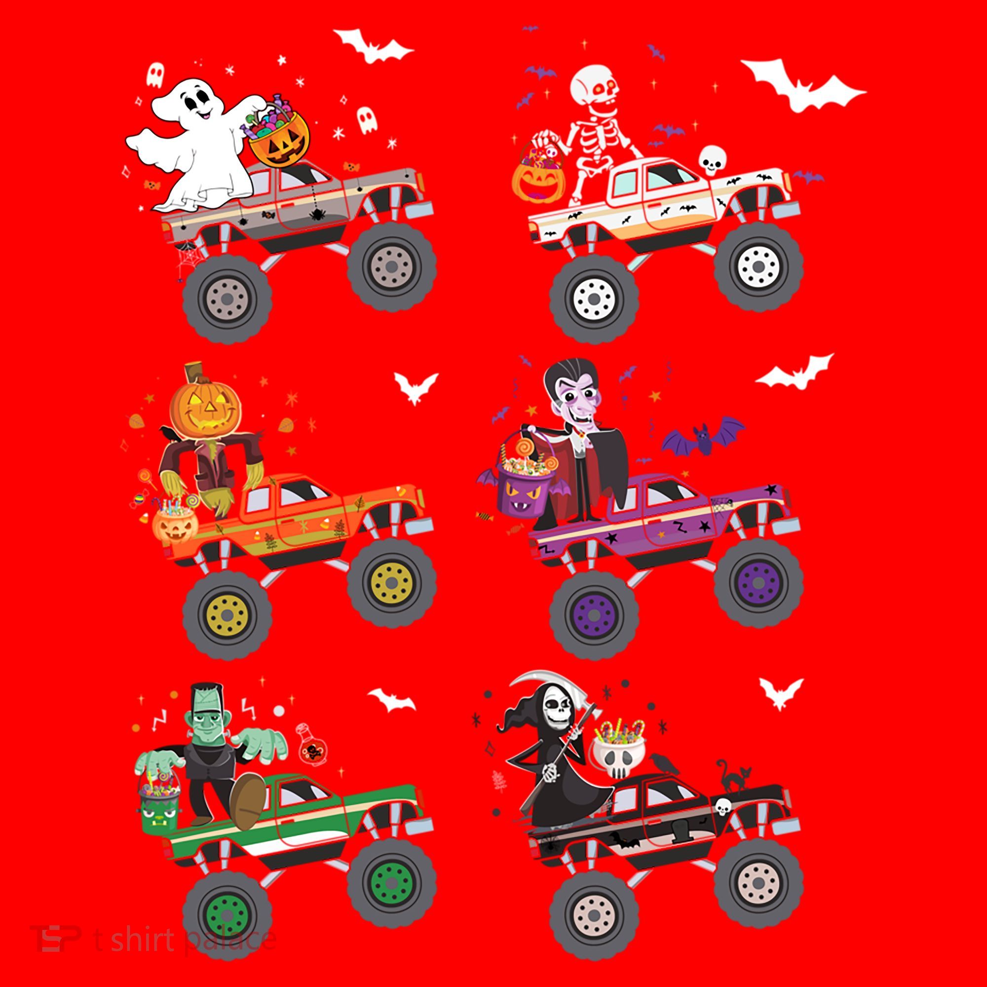 Funny Halloween Skeleton Zombie Riding Monster Truck Vampire Gift Santa Hat