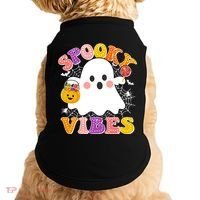 Funny Halloween Spooky Vibes Trick Or Treating Ghost Doggie Tank thumb 0