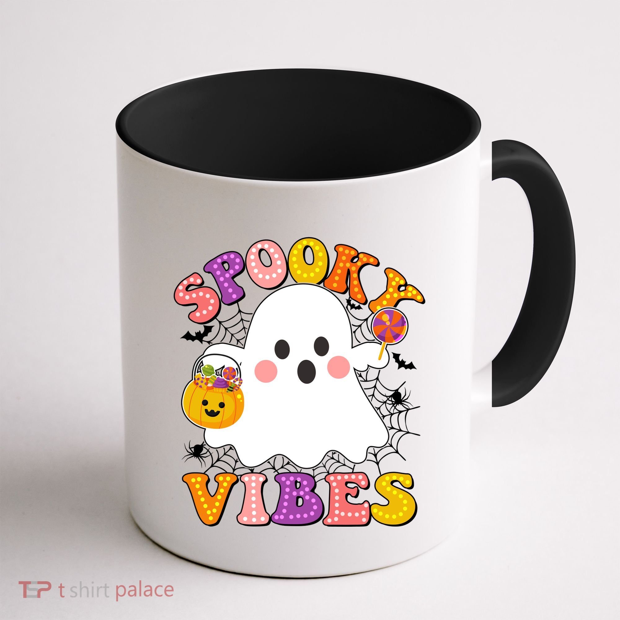 Funny Halloween Spooky Vibes Trick Or Treating Ghost Coffee Mug