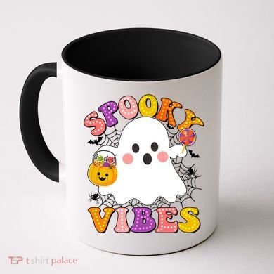 Funny Halloween Spooky Vibes Trick Or Treating Ghost Coffee Mug