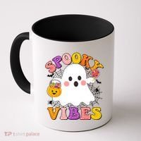 Funny Halloween Spooky Vibes Trick Or Treating Ghost Coffee Mug thumb 0