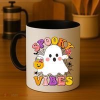 Funny Halloween Spooky Vibes Trick Or Treating Ghost Coffee Mug thumb 4