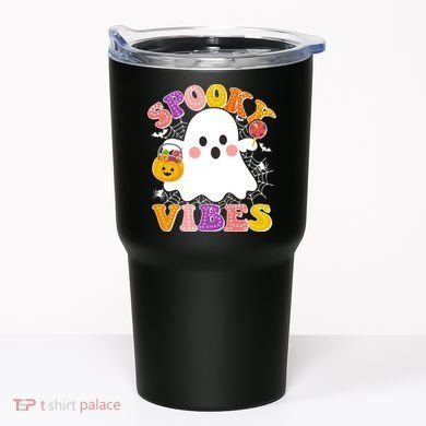 Funny Halloween Spooky Vibes Trick Or Treating Ghost Tumbler