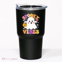 Funny Halloween Spooky Vibes Trick Or Treating Ghost Tumbler thumb 0