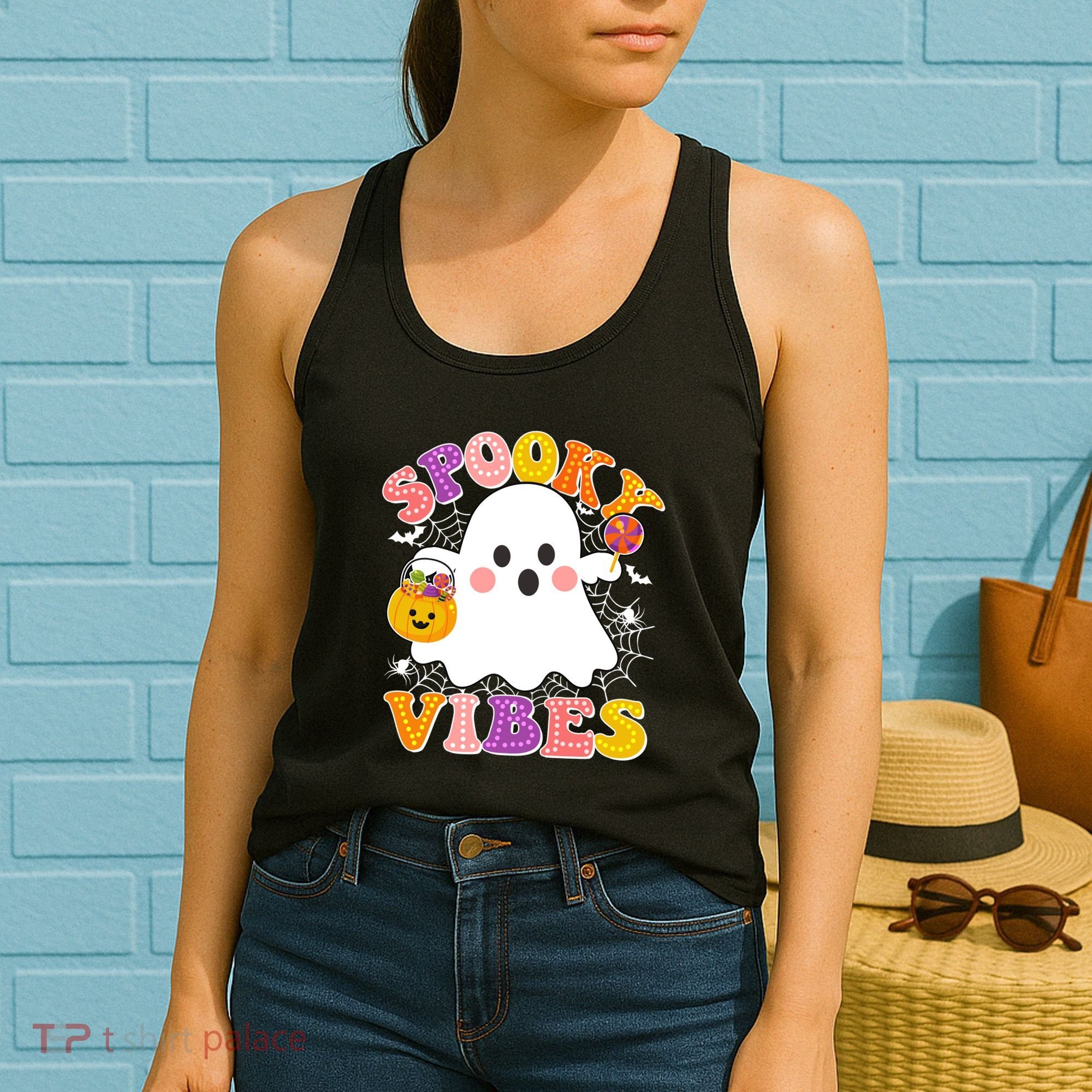 Funny Halloween Spooky Vibes Trick Or Treating Ghost Women's Tank Top