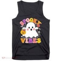 Funny Halloween Spooky Vibes Trick Or Treating Ghost Tank Top thumb 0