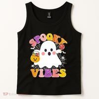 Funny Halloween Spooky Vibes Trick Or Treating Ghost Tank Top thumb 2