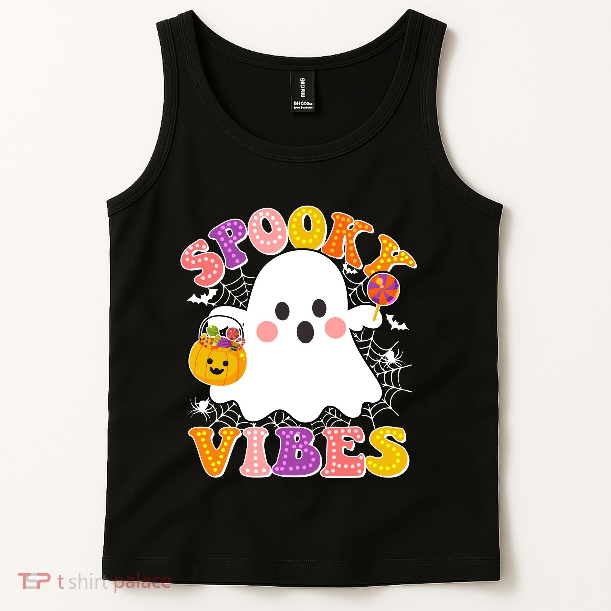 Funny Halloween Spooky Vibes Trick Or Treating Ghost Tank Top