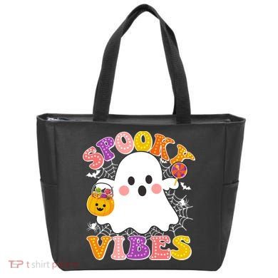 Funny Halloween Spooky Vibes Trick Or Treating Ghost Tote Bag