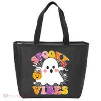 Funny Halloween Spooky Vibes Trick Or Treating Ghost Tote Bag thumb 0
