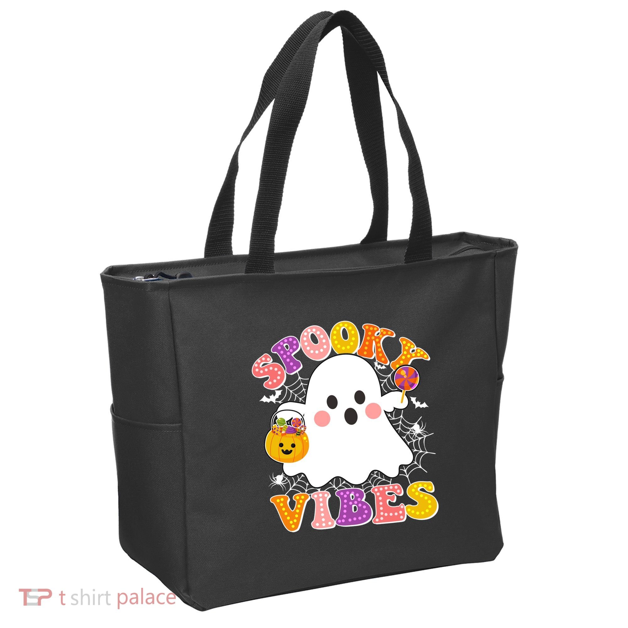Funny Halloween Spooky Vibes Trick Or Treating Ghost Tote Bag