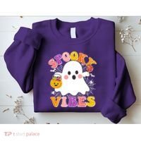 Funny Halloween Spooky Vibes Trick Or Treating Ghost Sweatshirt thumb 2