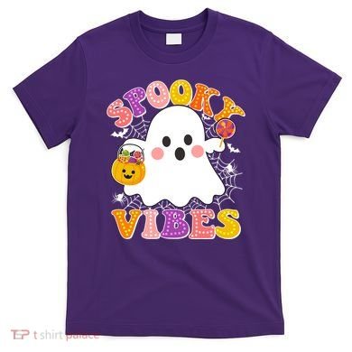 Funny Halloween Spooky Vibes Trick Or Treating Ghost T-Shirt