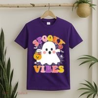 Funny Halloween Spooky Vibes Trick Or Treating Ghost T-Shirt thumb 2