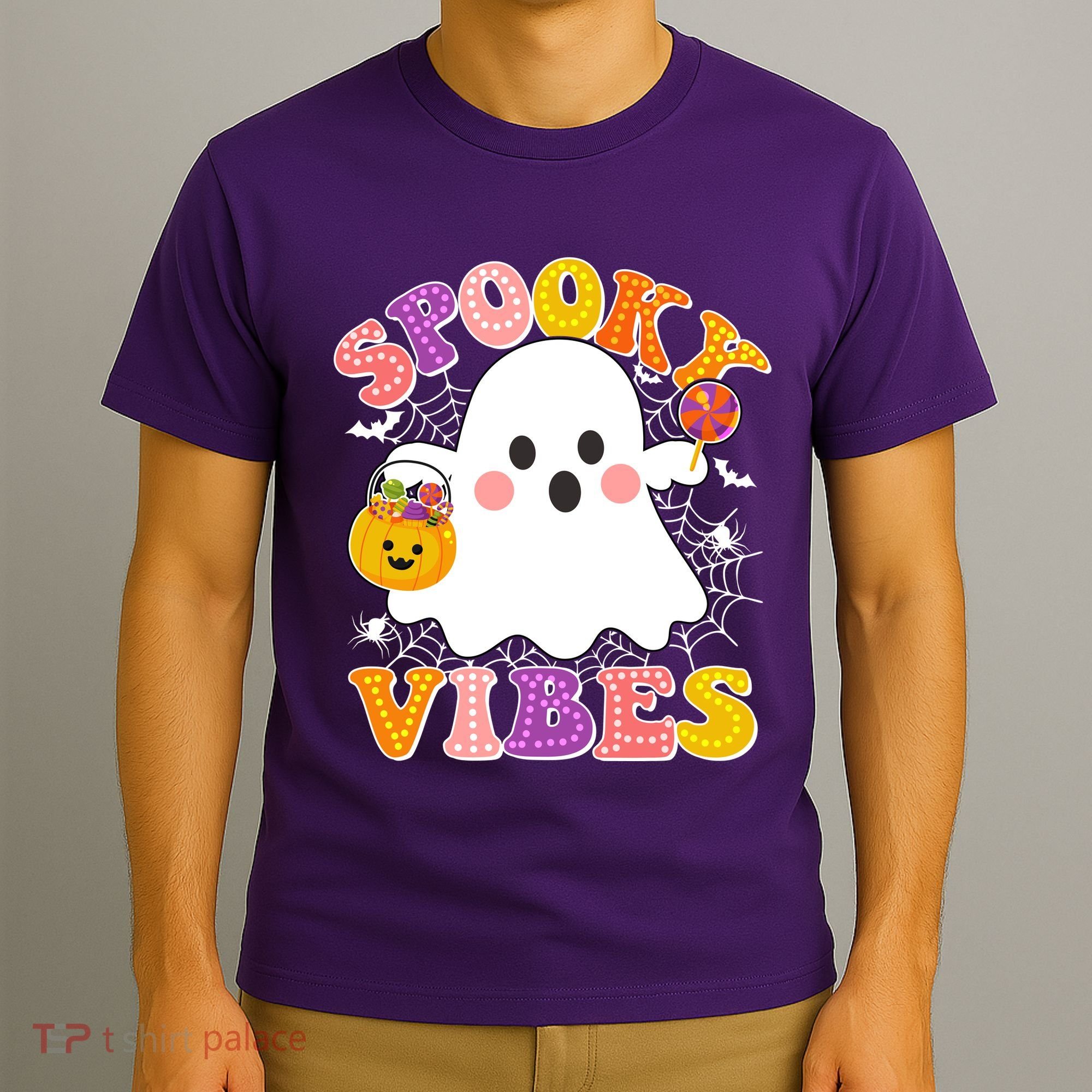 Funny Halloween Spooky Vibes Trick Or Treating Ghost T-Shirt