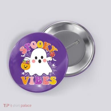 Funny Halloween Spooky Vibes Trick Or Treating Ghost Button