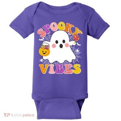 Funny Halloween Spooky Vibes Trick Or Treating Ghost Baby Bodysuit