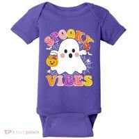 Funny Halloween Spooky Vibes Trick Or Treating Ghost Baby Bodysuit thumb 0