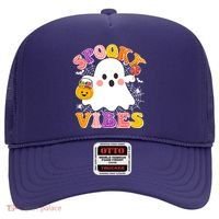 Funny Halloween Spooky Vibes Trick Or Treating Ghost Hat thumb 0