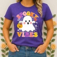 Funny Halloween Spooky Vibes Trick Or Treating Ghost Women's T-Shirt thumb 2