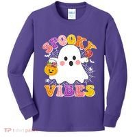 Funny Halloween Spooky Vibes Trick Or Treating Ghost Kids Long Sleeve Shirt thumb 0