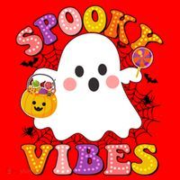 Funny Halloween Spooky Vibes Trick Or Treating Ghost Santa Hat thumb 1