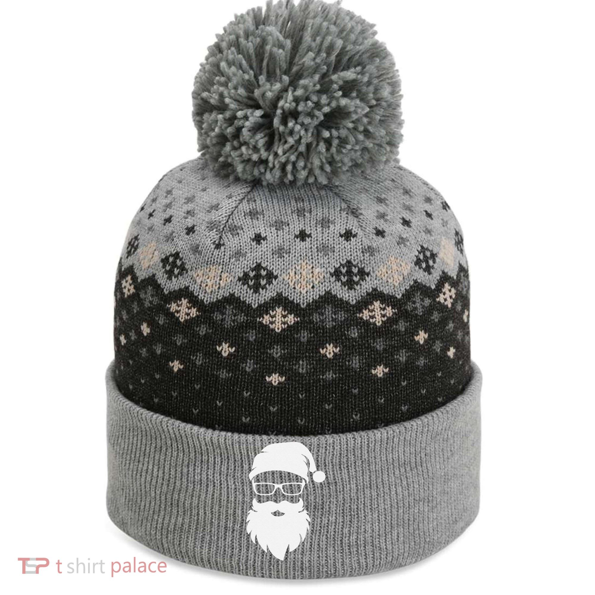 Funny Hipster Santa Last Minute Retro Christmas Matching The Baniff Cuffed Pom Beanie