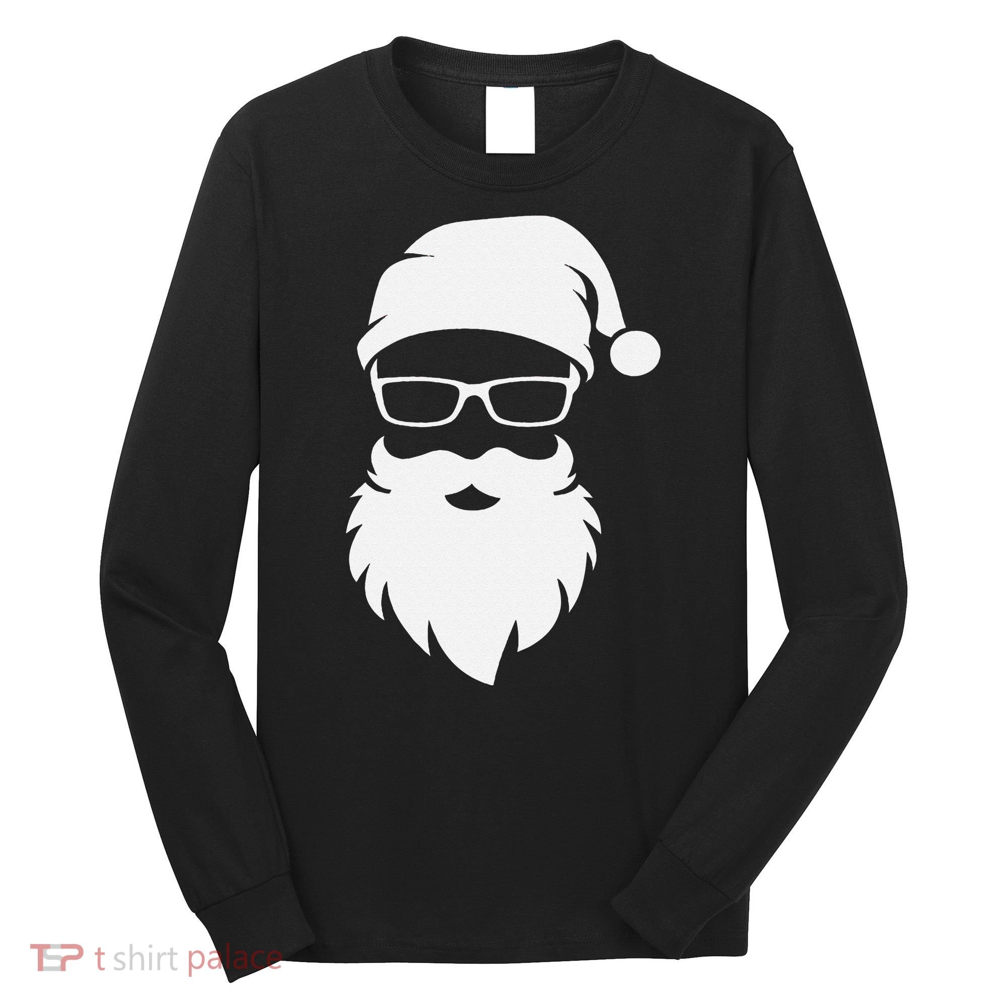 Funny Hipster Santa Last Minute Retro Christmas Matching Long Sleeve Shirt