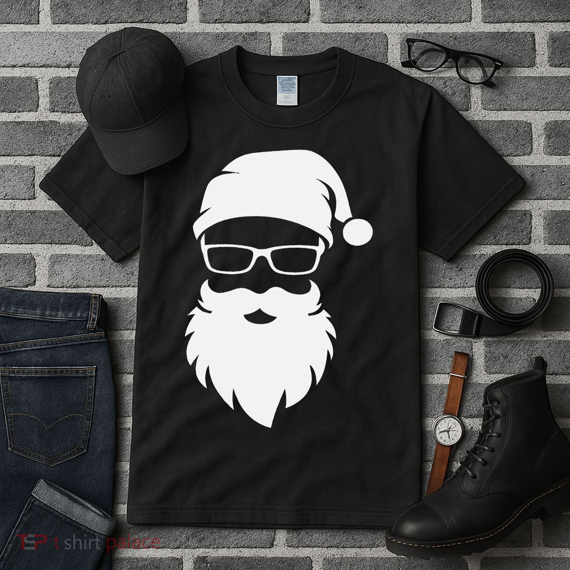 Funny Hipster Santa Last Minute Retro Christmas Matching Tall T-Shirt