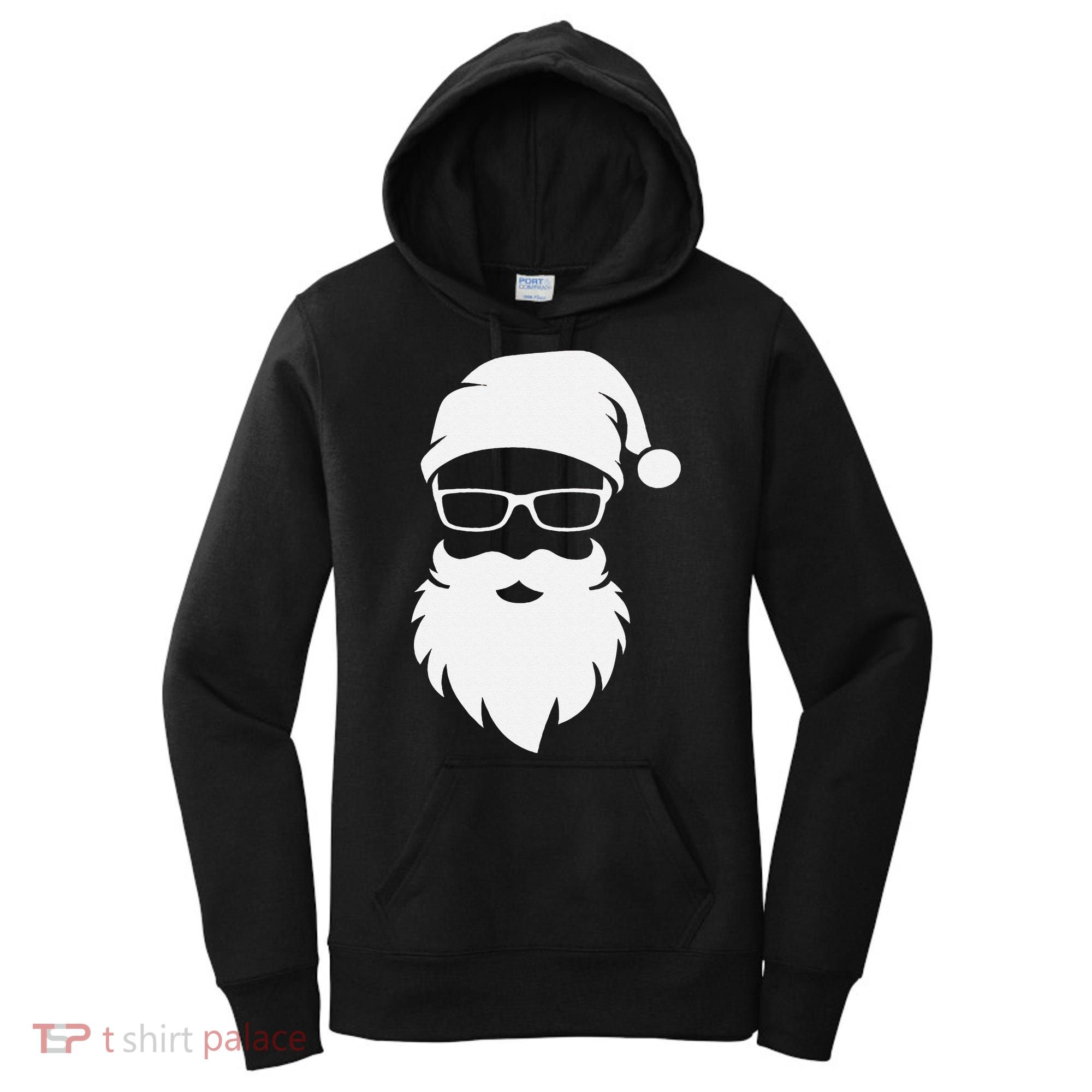 Funny Hipster Santa Last Minute Retro Christmas Matching Women's Hoodie