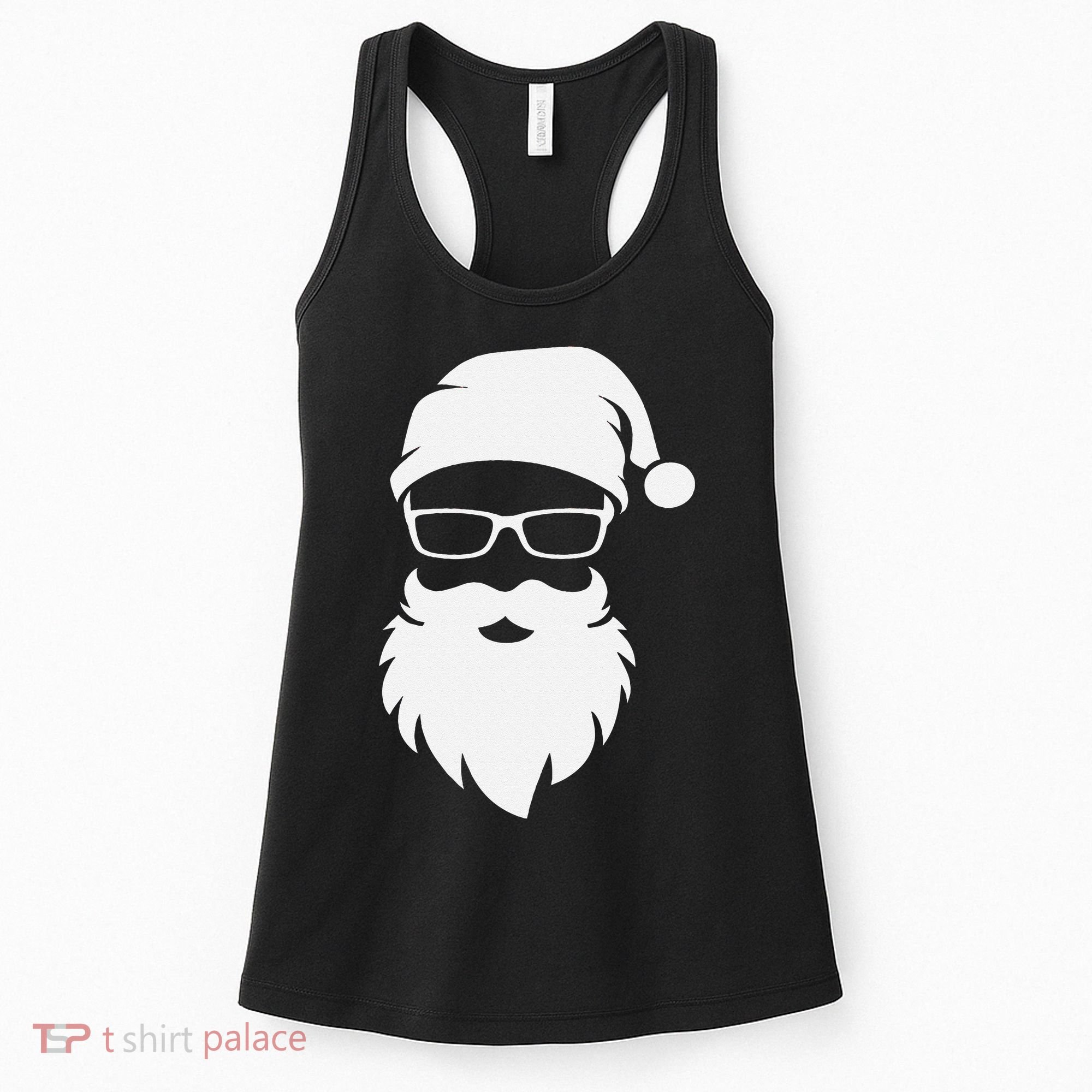 Funny Hipster Santa Last Minute Retro Christmas Matching Women's Tank Top