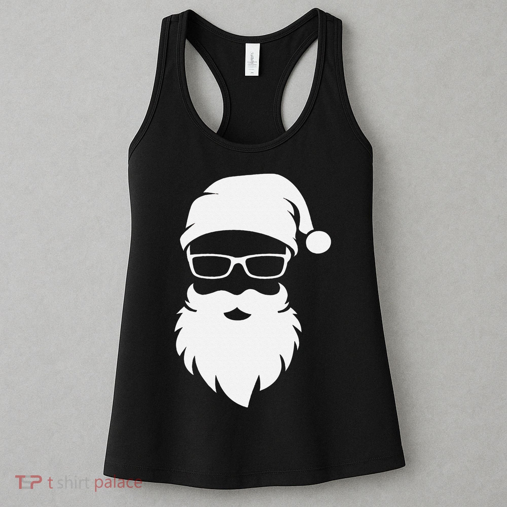 Funny Hipster Santa Last Minute Retro Christmas Matching Women's Tank Top