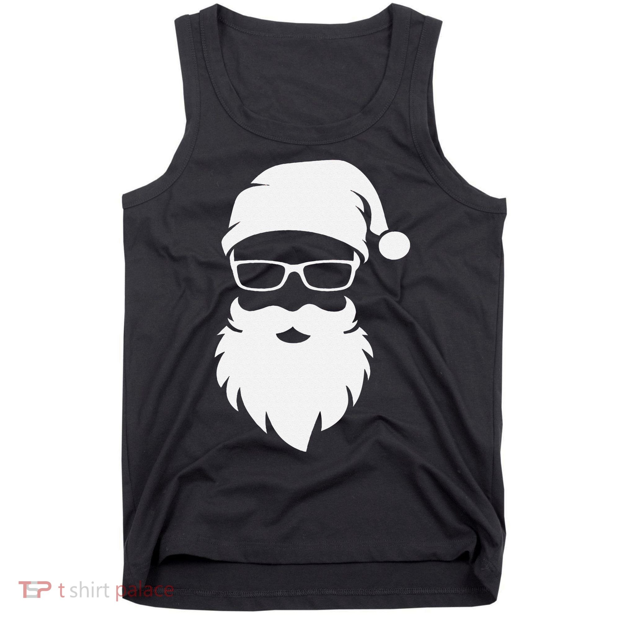 Funny Hipster Santa Last Minute Retro Christmas Matching Tank Top