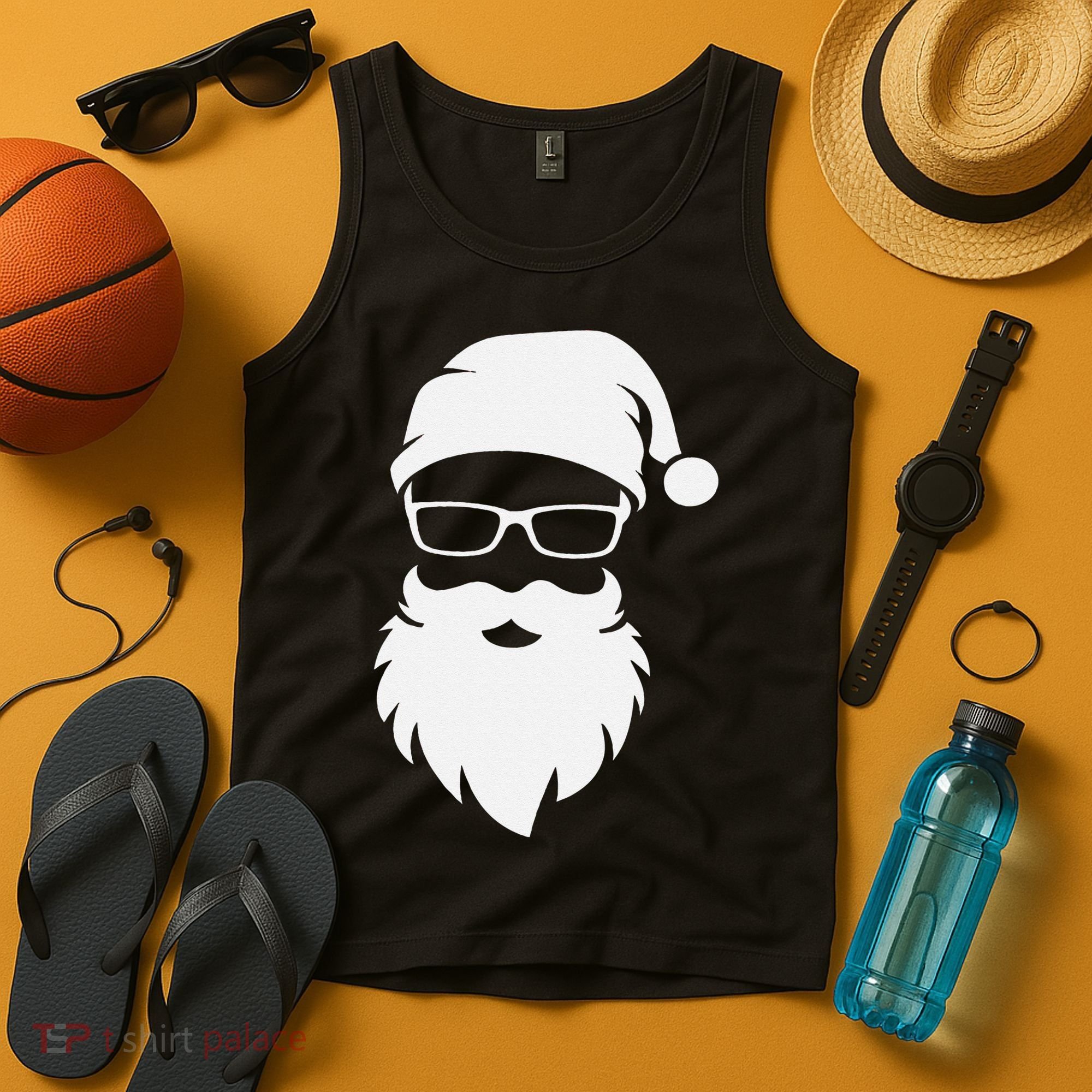Funny Hipster Santa Last Minute Retro Christmas Matching Tank Top