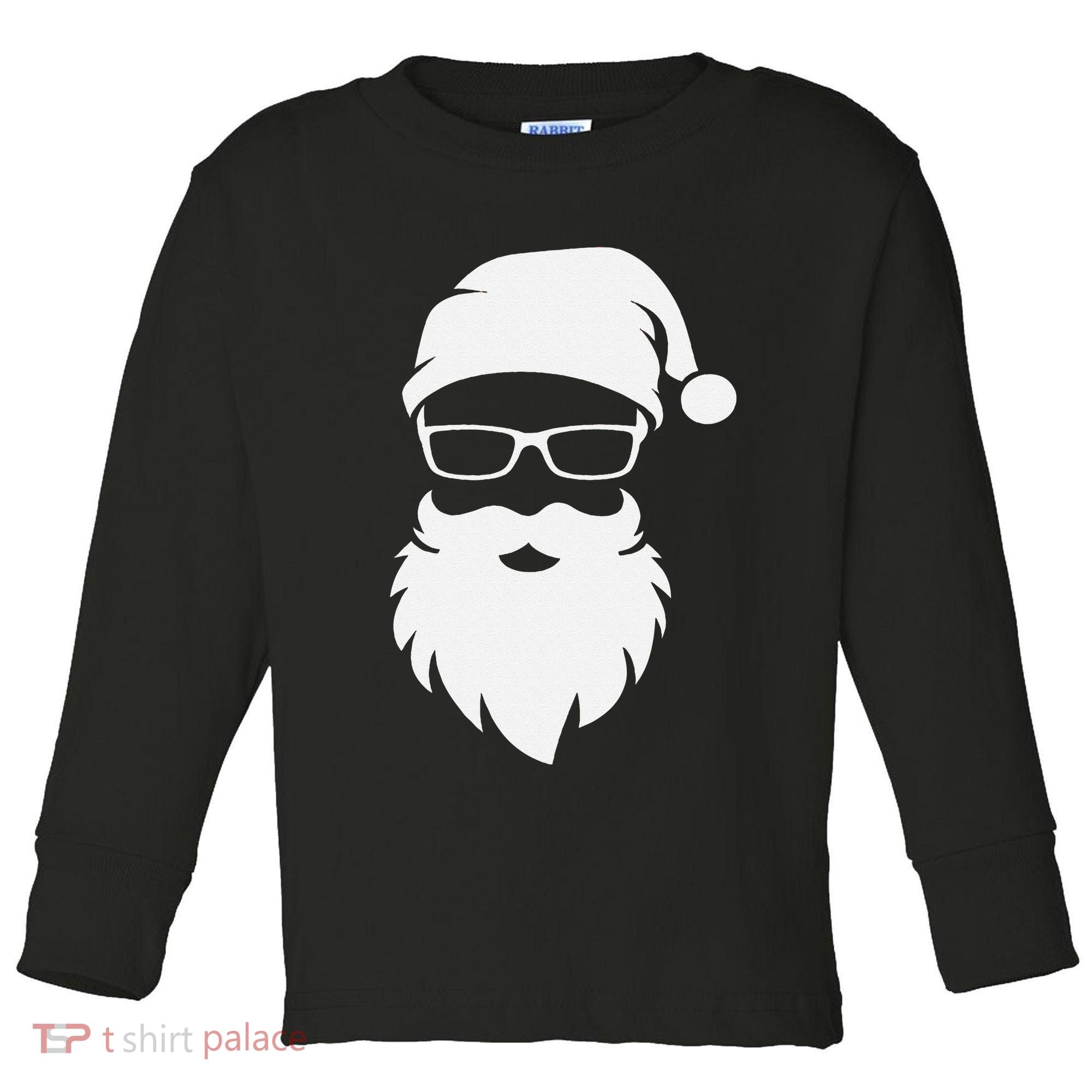 Funny Hipster Santa Last Minute Retro Christmas Matching Toddler Long Sleeve Shirt
