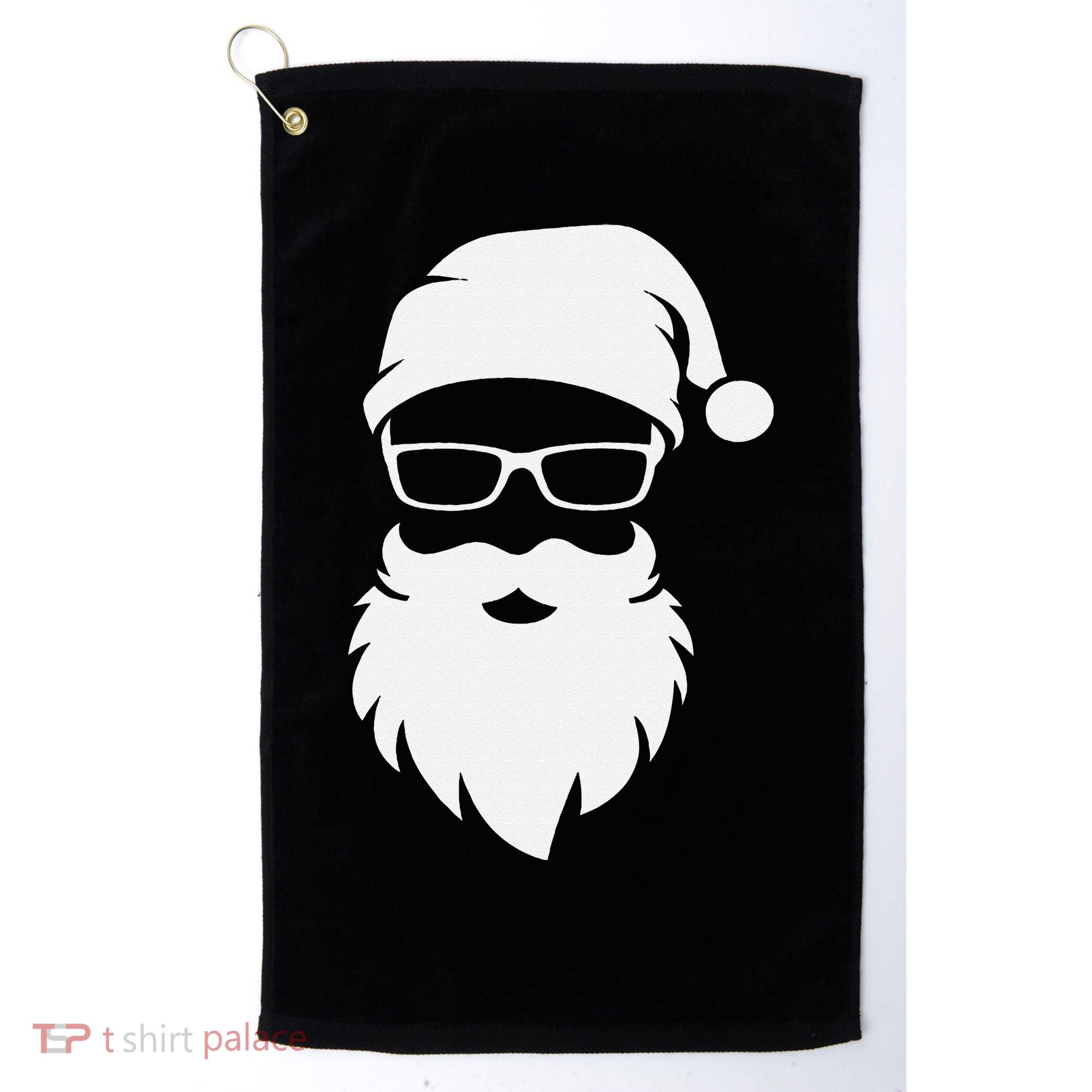 Funny Hipster Santa Last Minute Retro Christmas Matching Golf Towel