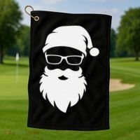 Funny Hipster Santa Last Minute Retro Christmas Matching Golf Towel thumb 1