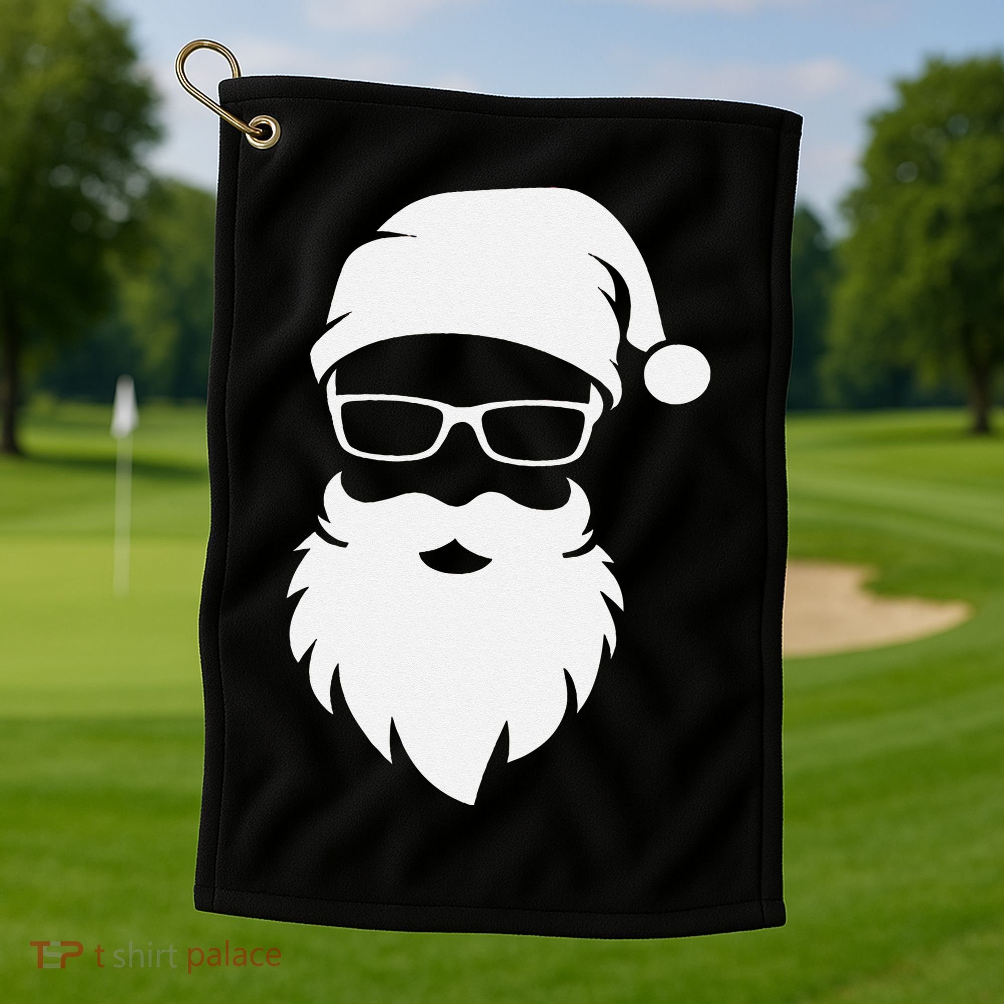 Funny Hipster Santa Last Minute Retro Christmas Matching Golf Towel