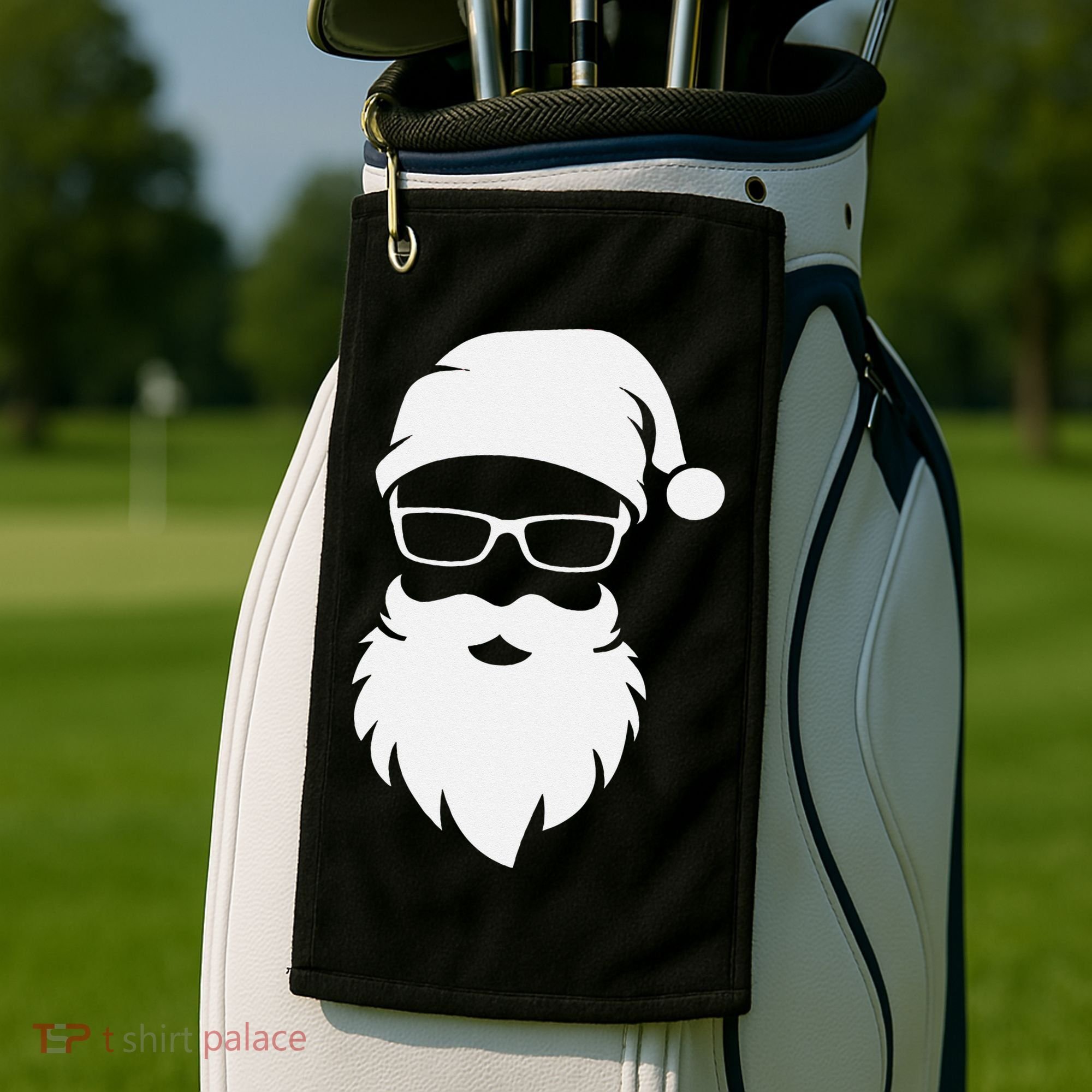 Funny Hipster Santa Last Minute Retro Christmas Matching Golf Towel
