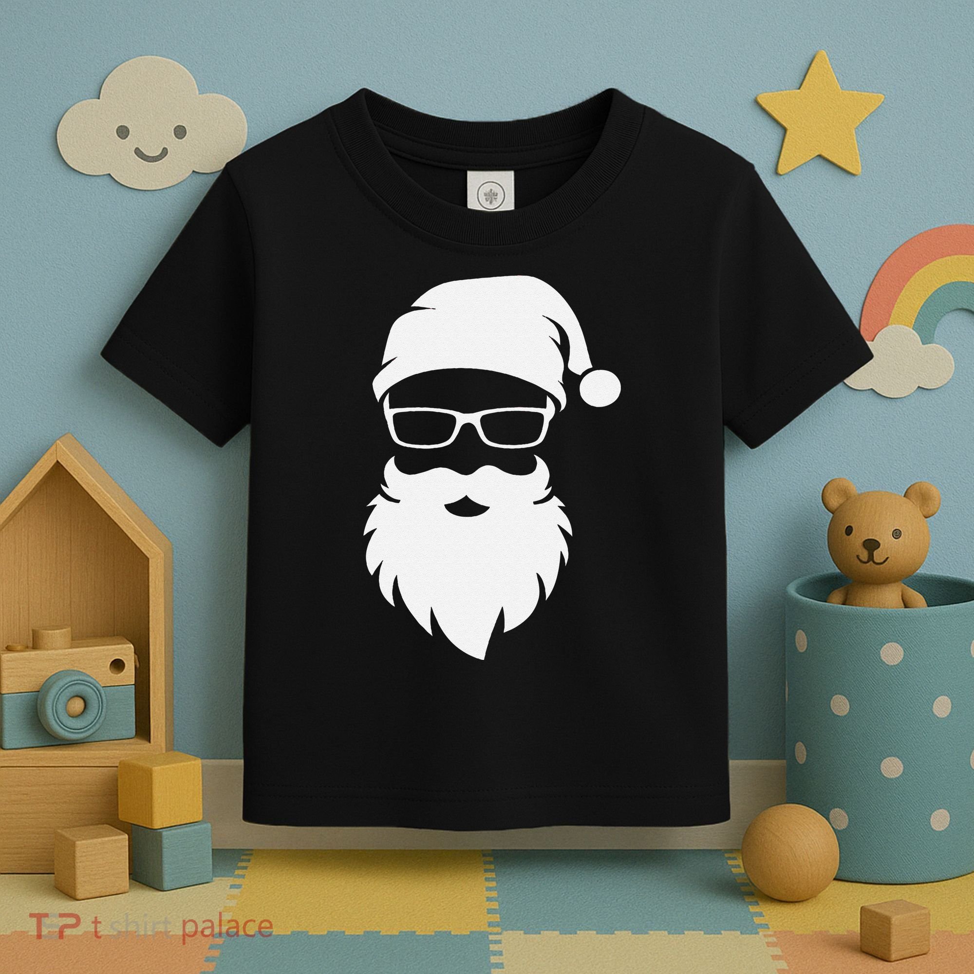 Funny Hipster Santa Last Minute Retro Christmas Matching Toddler T-Shirt