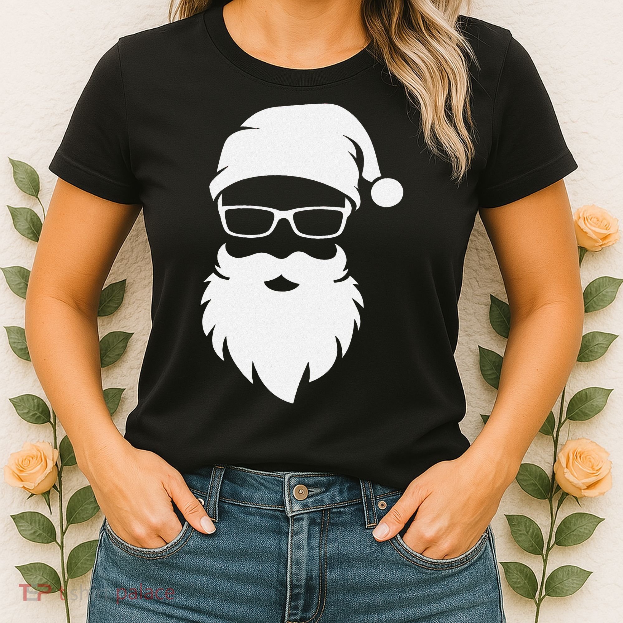 Funny Hipster Santa Last Minute Retro Christmas Matching Women's T-Shirt