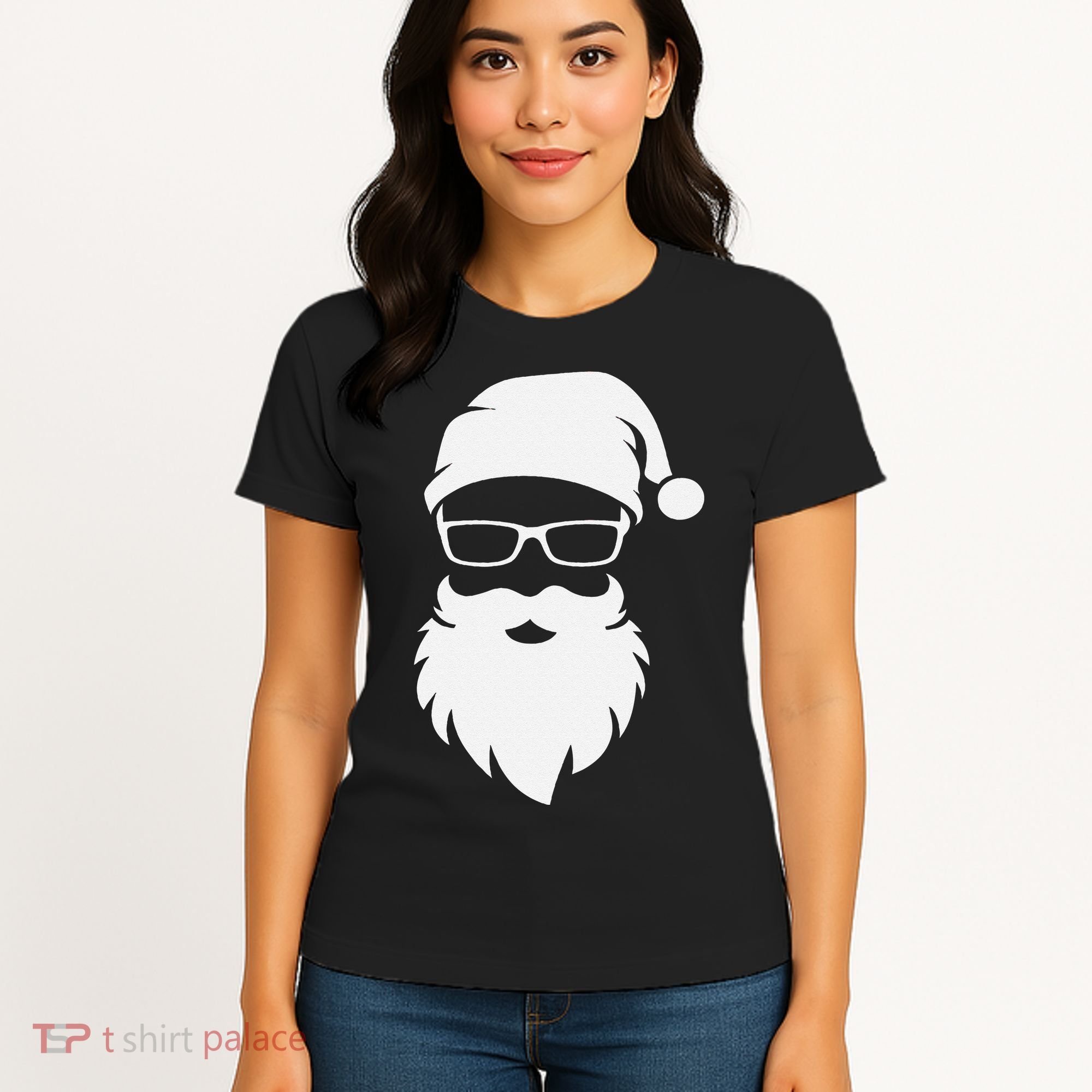 Funny Hipster Santa Last Minute Retro Christmas Matching Women's T-Shirt