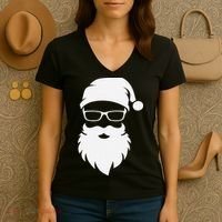 Funny Hipster Santa Last Minute Retro Christmas Matching Women's V-Neck T-Shirt thumb 3