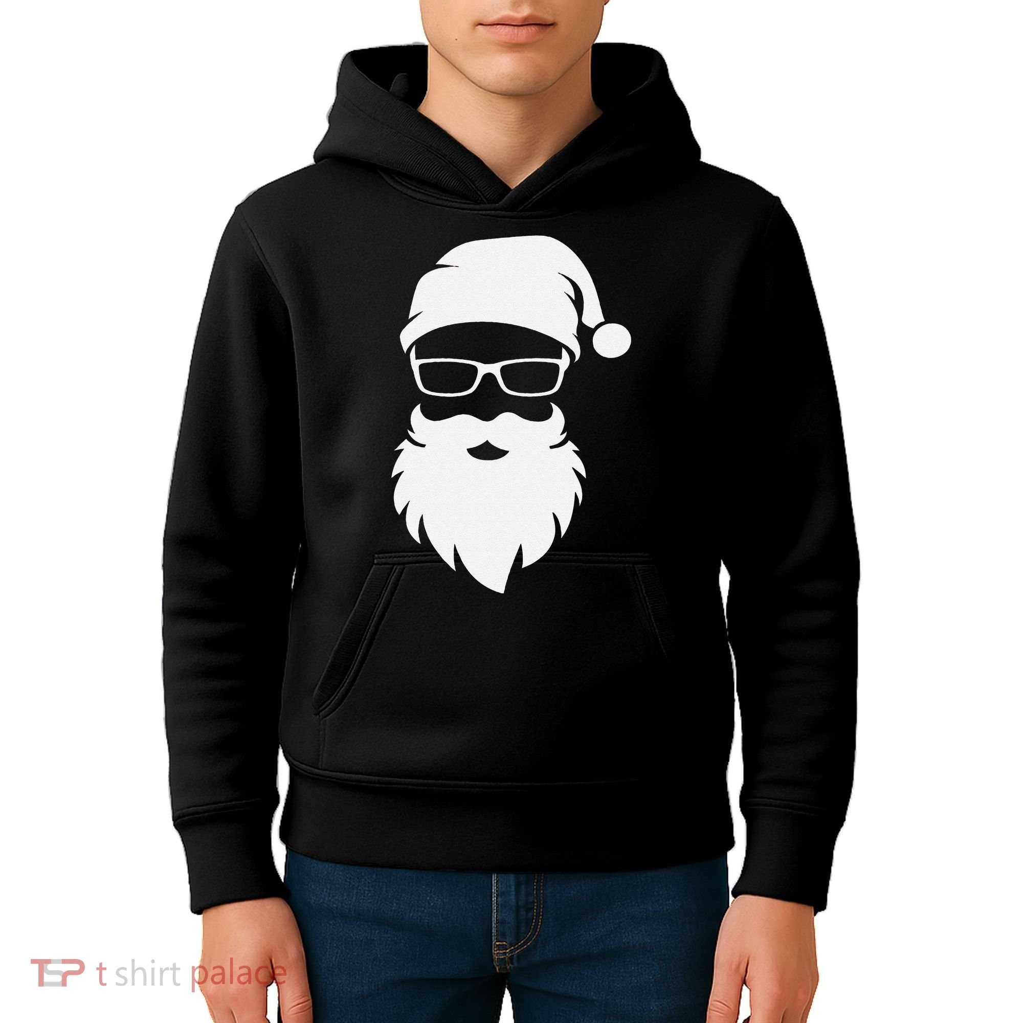 Funny Hipster Santa Last Minute Retro Christmas Matching Kids Hoodie