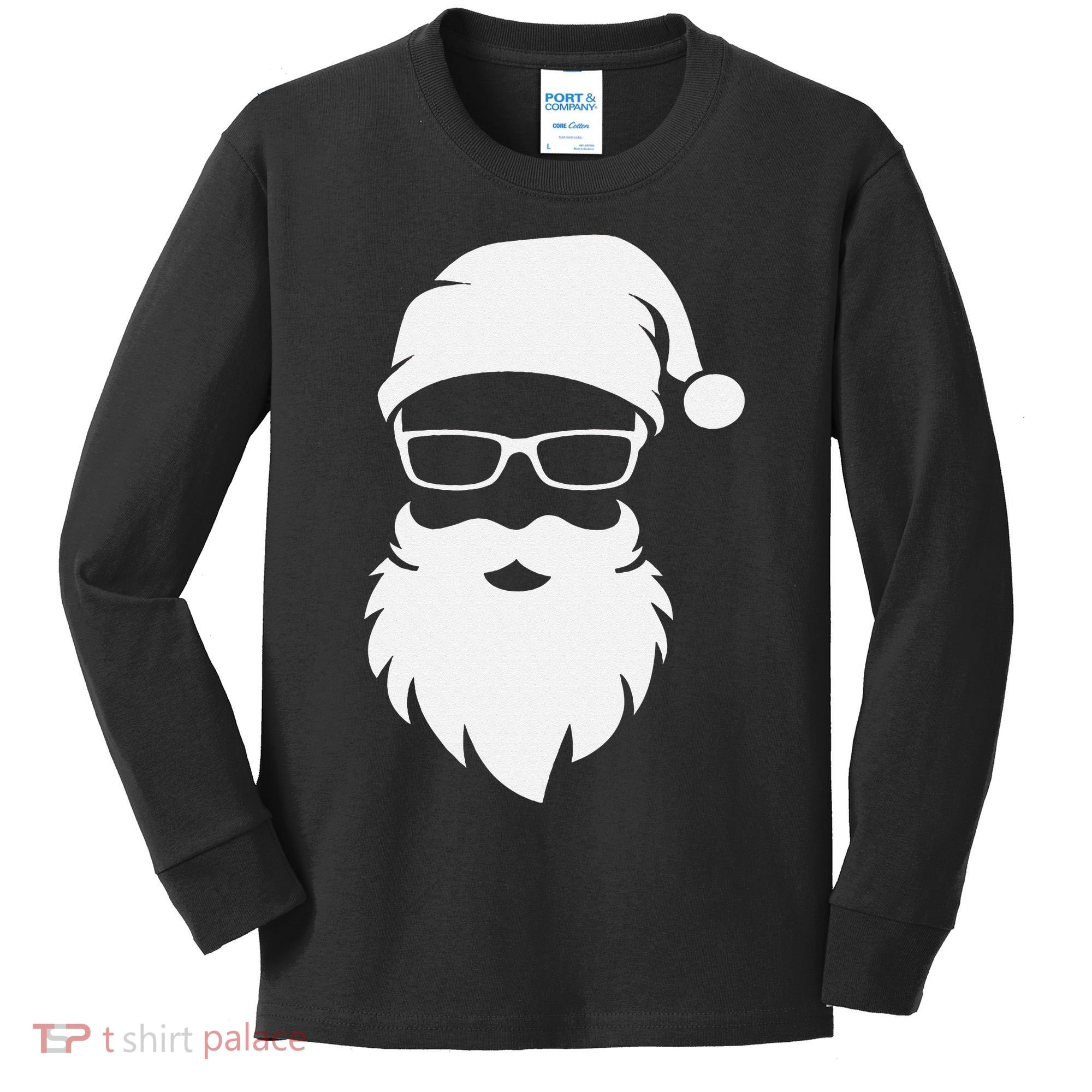 Funny Hipster Santa Last Minute Retro Christmas Matching Kids Long Sleeve Shirt