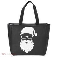 Funny Hipster Santa Last Minute Retro Christmas Matching Tote Bag thumb 0