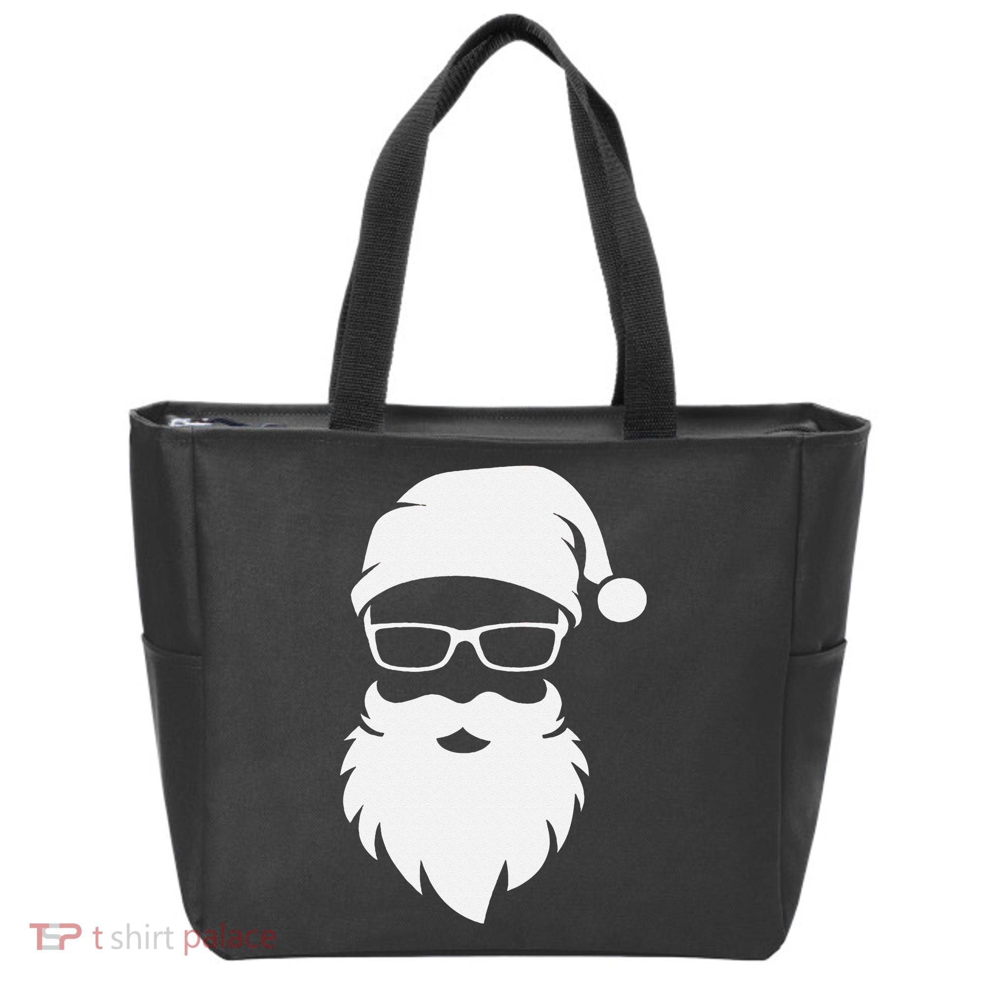Funny Hipster Santa Last Minute Retro Christmas Matching Tote Bag