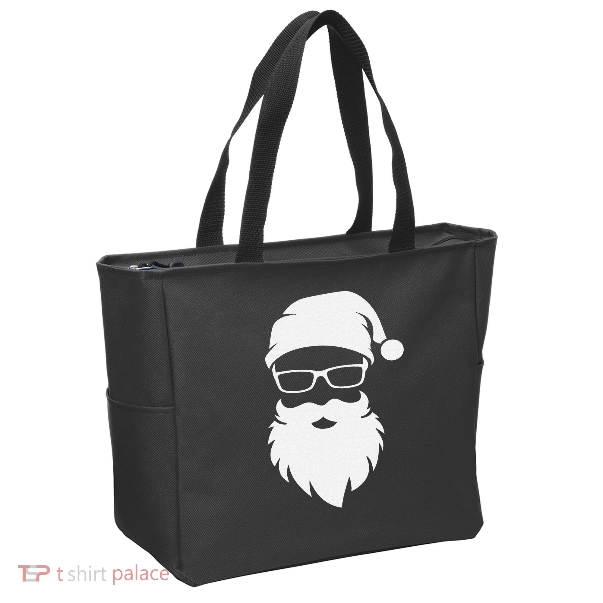 Funny Hipster Santa Last Minute Retro Christmas Matching Tote Bag