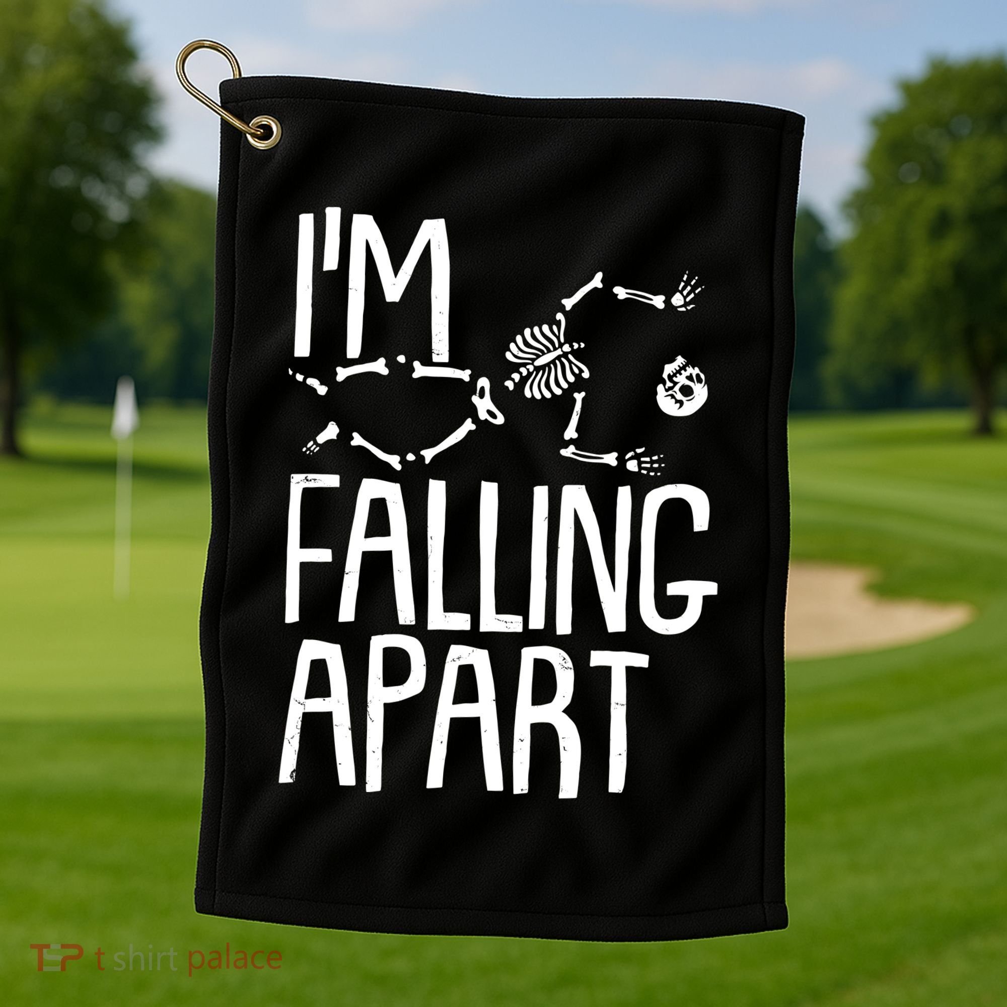 Funny Halloween Skeleton I'm Falling Apart Golf Towel